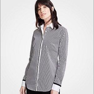 Ann Taylor LOFT 8P Blouse Oxford Shirt Top Striped